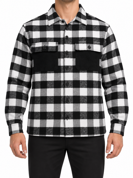 Checkered Shirt Jacket With Front Pockets