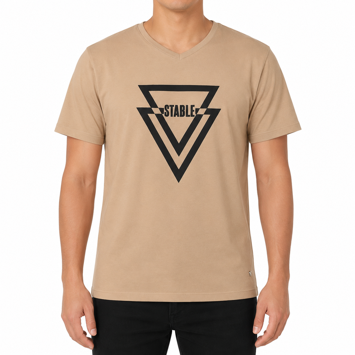 Men V Neck Geometric Graphic T Shirt