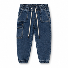 Boys Drawstring Denim Cargo Jogger Pants