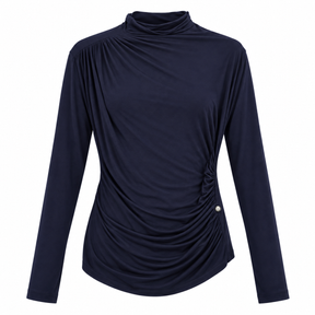 Ruched High Neck Long Sleeve Top