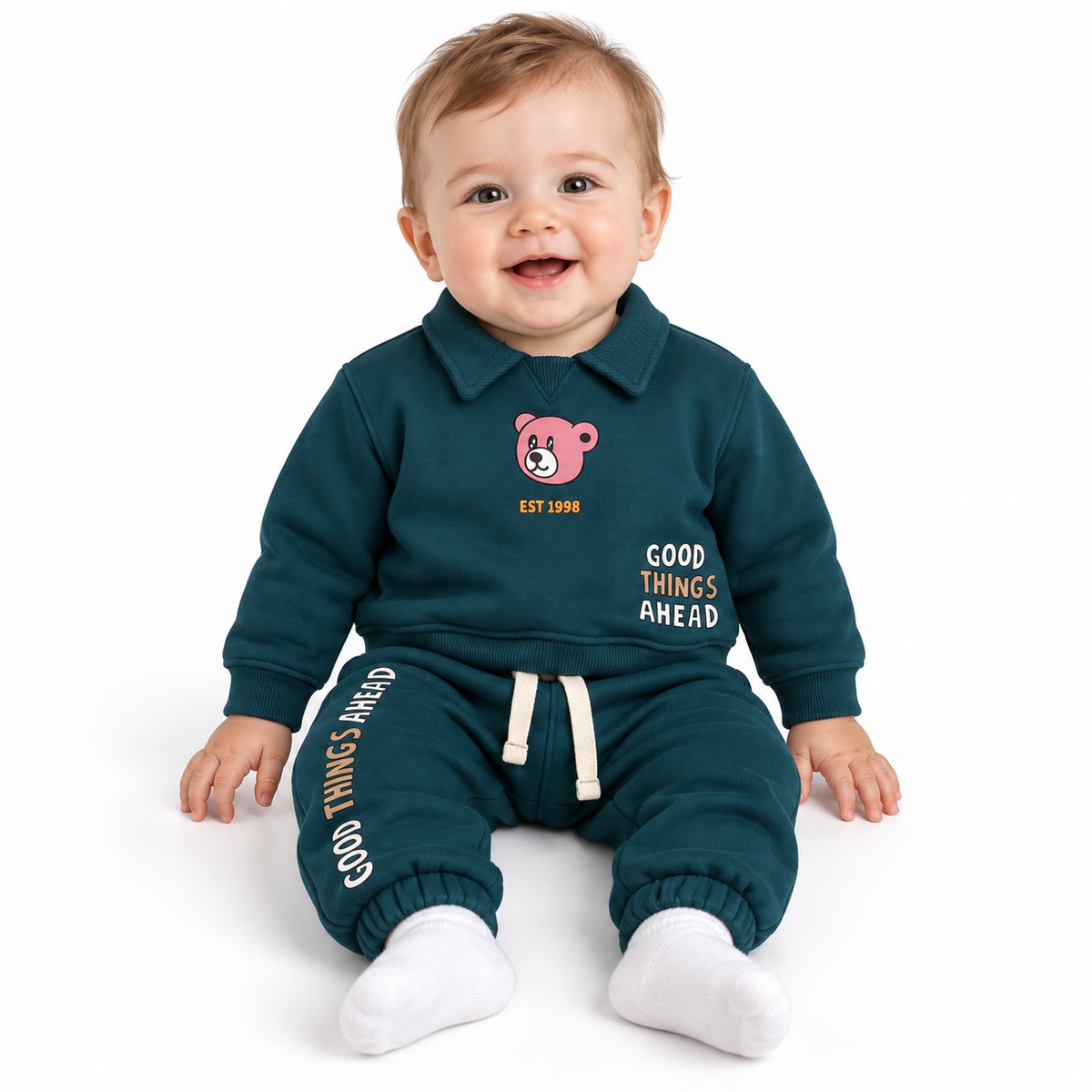 Bear Print Sweatshirt And Jogger Set