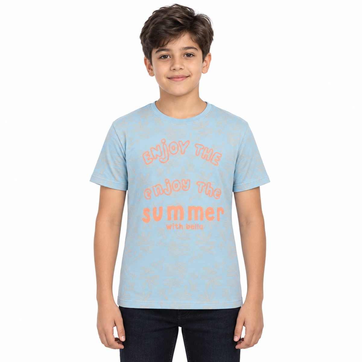 Boy Short Sleeve T Shirt With Summer Slogan Print