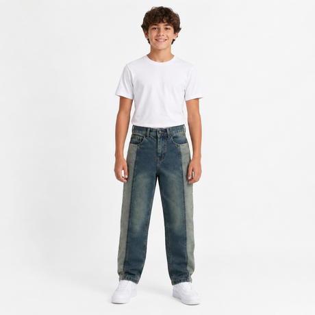 Boys Straight Fit Two Tone Denim Jeans