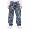 Artistic Print Jeans With Side Pocket