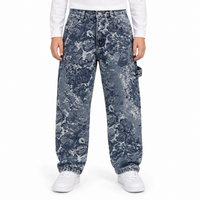 Artistic Print Jeans With Side Pocket