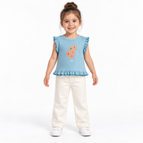 Ribbed Floral Ruffle Top