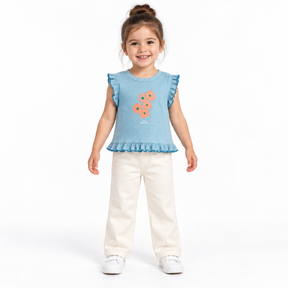 Ribbed Floral Ruffle Top