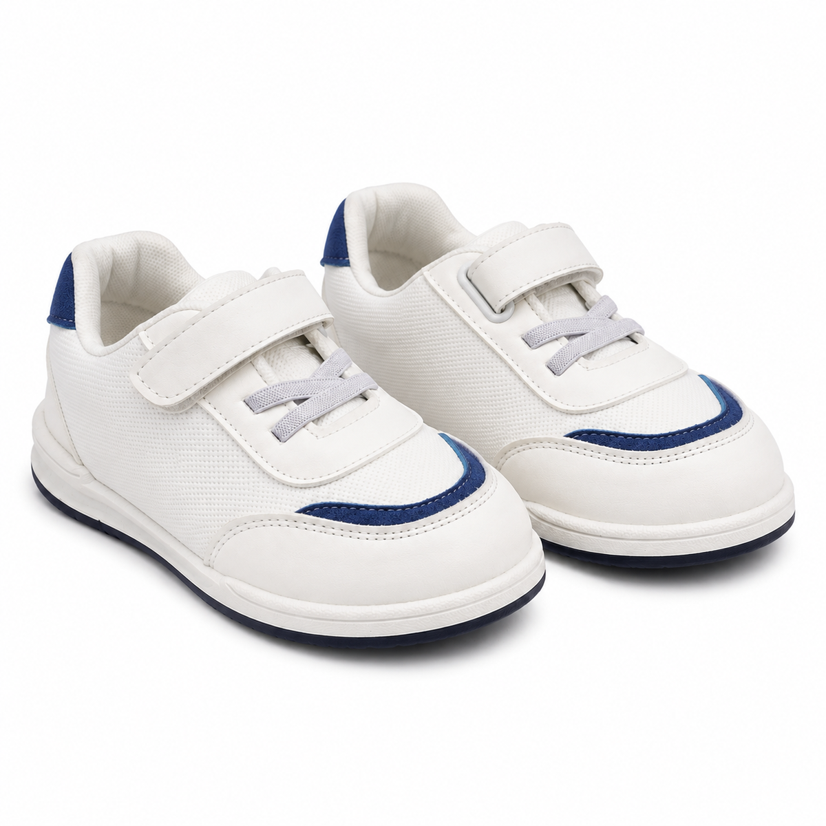 Boys sports sneakers with hook-and-loop strap and laces