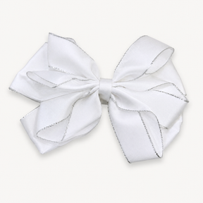 Satin bow hair clip with shimmering trim