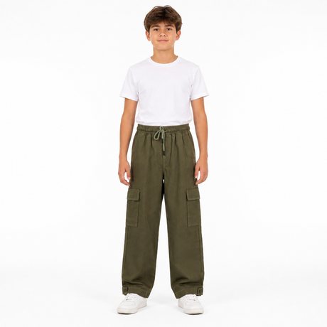 Kids Light Wide Leg Cargo Pants