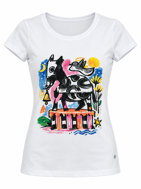 Artistic Cow Graphic T-Shirt