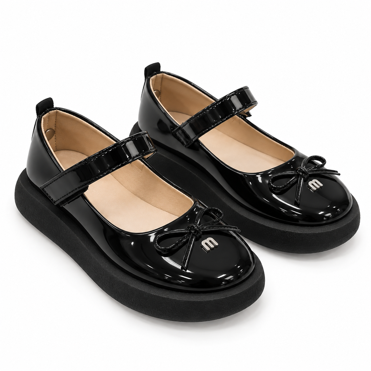Glossy Bow Mary Jane Shoes