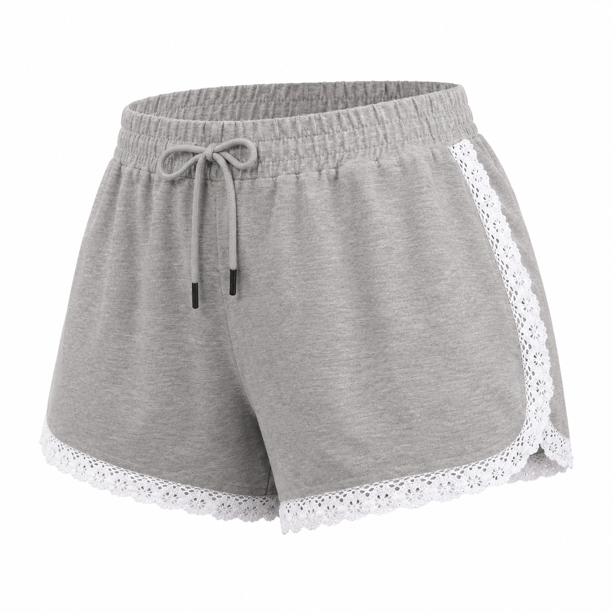 Women Lace Trim Drawstring Shorts