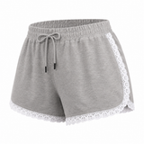 Women Lace Trim Drawstring Shorts