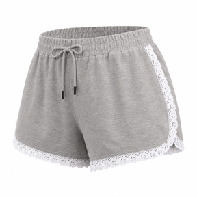 Women Lace Trim Drawstring Shorts