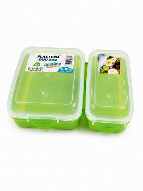 Duo lunch box with two separate containers and secure lids