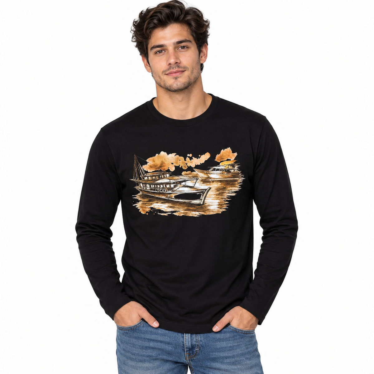 Boat Graphic Long Sleeve T-Shirt