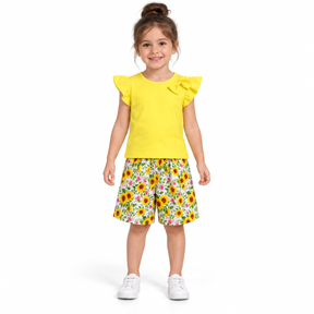 Ruffle T-Shirt And Floral Shorts Set