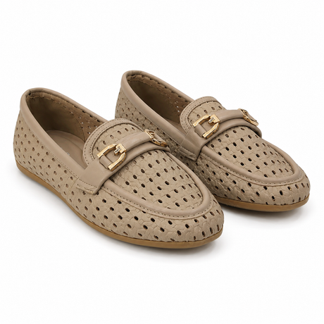 Women Perforated Metal Detail Loafers