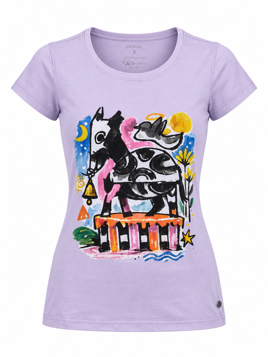 Artistic Cow Graphic T-Shirt