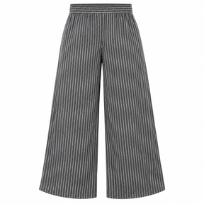 Striped Wide Leg Elastic Waist Pants