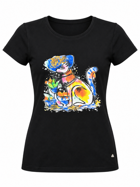 Artistic Cat Graphic T-Shirt