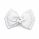 Decorative bow hair clip with floral crystal detail