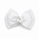 Decorative bow hair clip with floral crystal detail