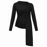 Ruched Draped Long Sleeve Top