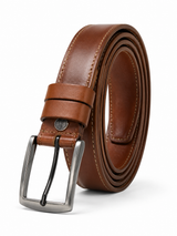 Boys Classic Leather Belt With Metal Buckle