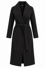 Long Belted Coat With Wide Lapels
