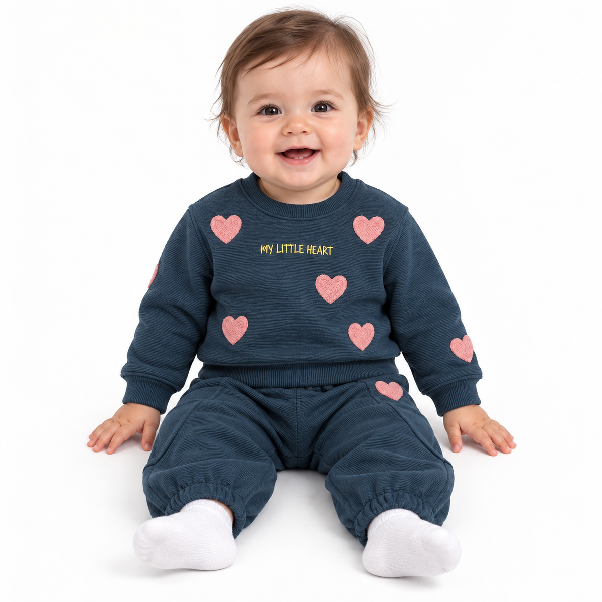 Heart Embroidered Sweatshirt And Jogger Set