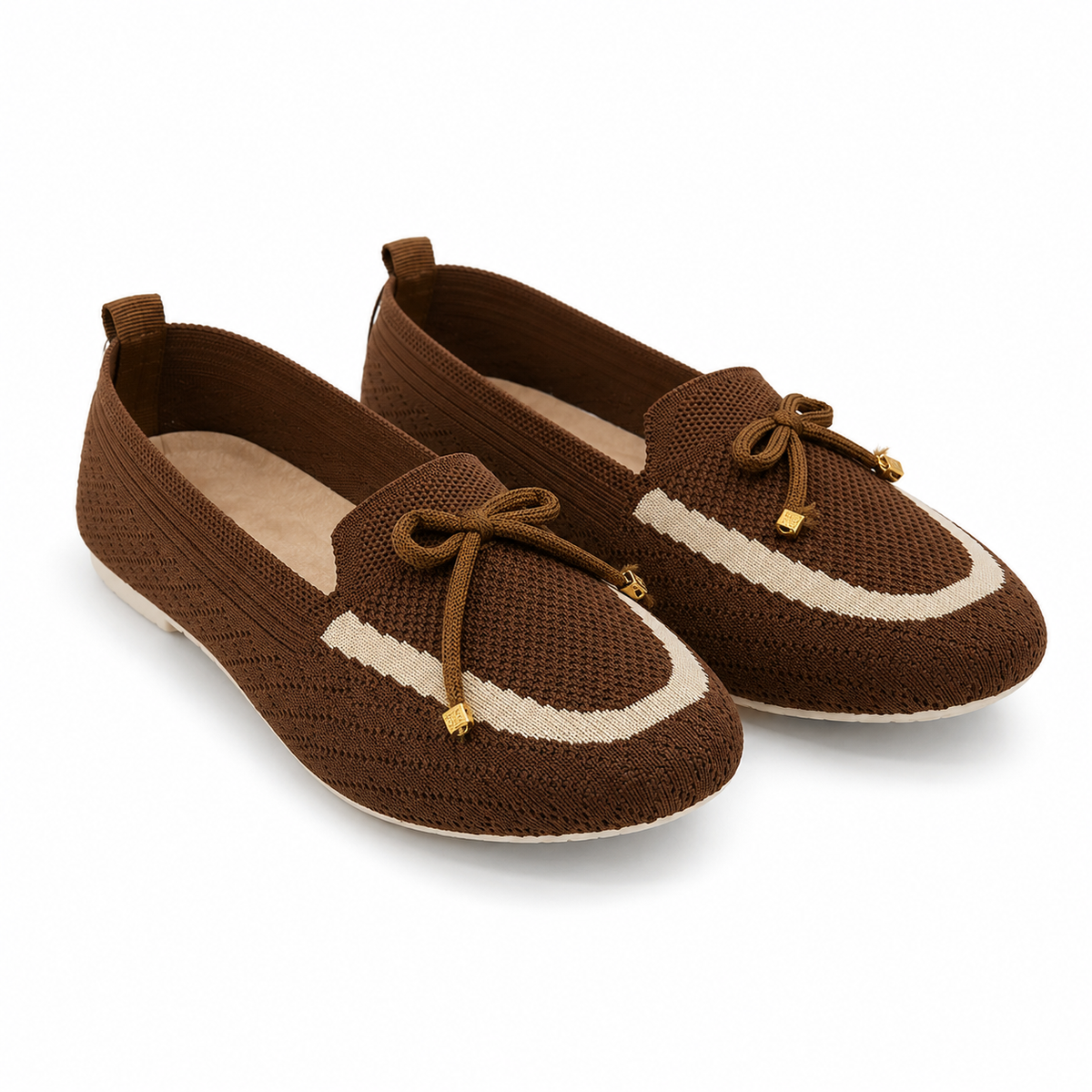 Women Knitted Bow Detail Loafers
