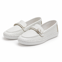 Women Textured Loafers With Metal Buckle