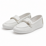 Women Textured Loafers With Metal Buckle