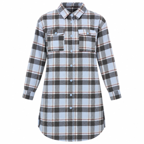Long Plaid Shirt With Front Pockets