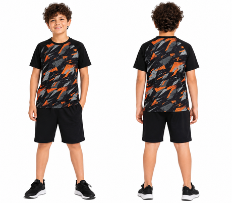 Boys Printed Rash Guard And Swim Shorts Set