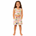 Girls Print Sleeveless Top And Shorts Set