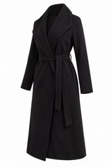 Long Belted Coat With Wide Lapels