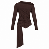 Ruched Draped Long Sleeve Top