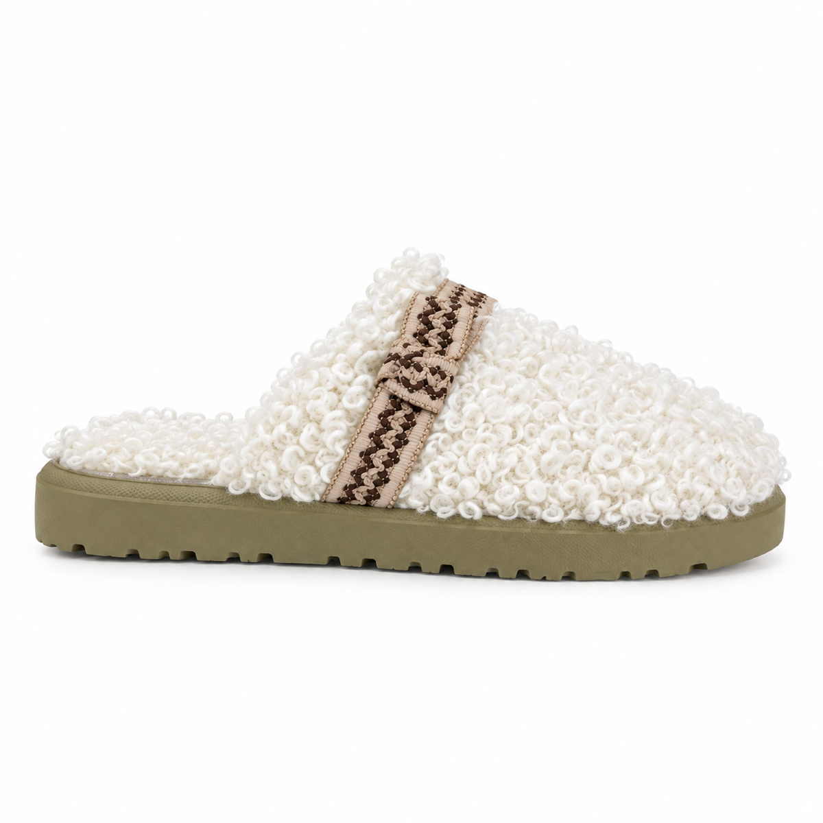 Faux Fur Buckle Mules