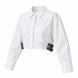 Cropped Shirt With Side Buckle Details