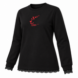 Lace Trim Heart Graphic Sweatshirt
