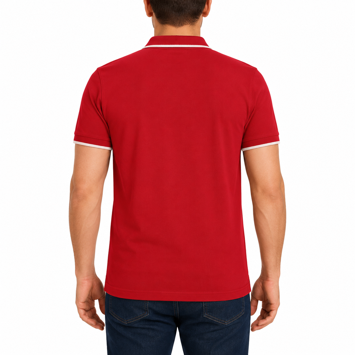 Men Short Sleeve Polo Shirt With Contrast Tip Collar