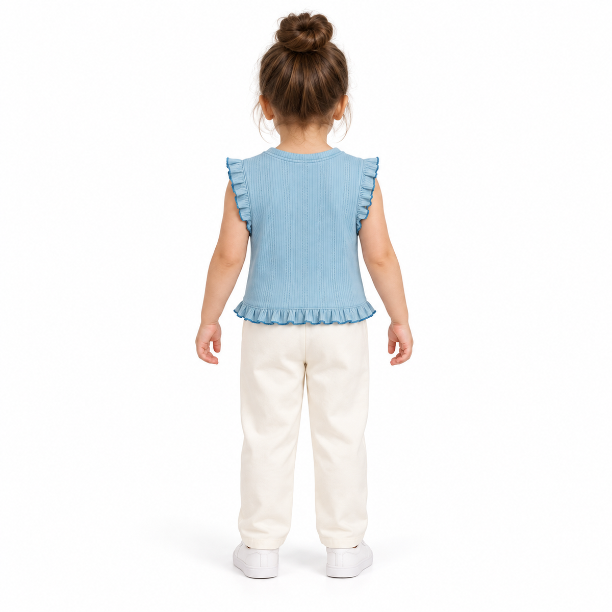 Ribbed Floral Ruffle Top