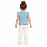 Ribbed Floral Ruffle Top
