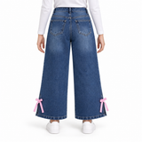 Girls Wide-Leg Jeans With Bow Details