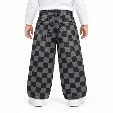 Checkered Wide Leg Jeans