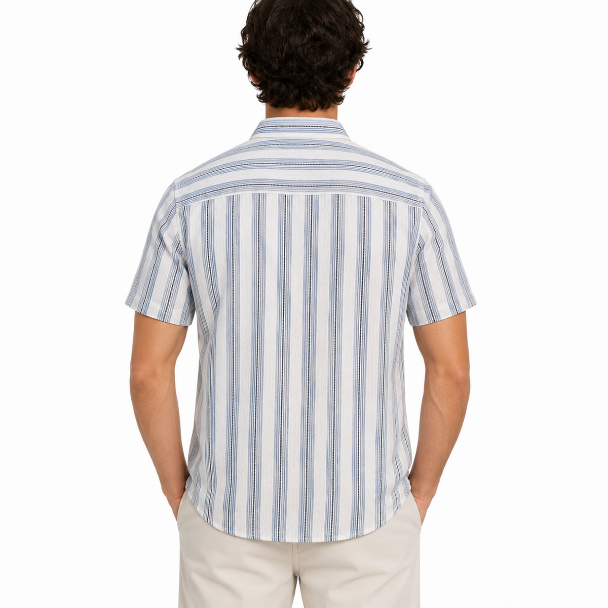 Men Striped Short Sleeve Shirt
