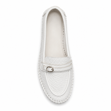 Women Textured Loafers With Metal Buckle